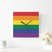 The Rainbow Flag Quadratische Wanduhr (Zuhause)