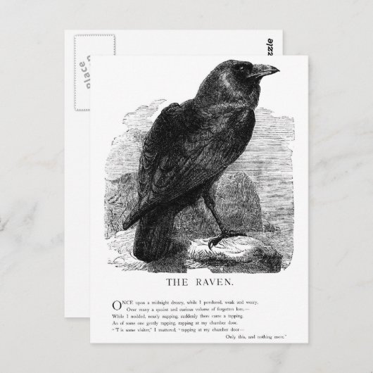 The Raven by Edgar Allen Poe Postkarte (Vorne/Hinten)