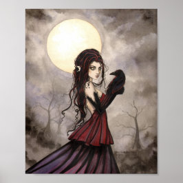 The Raven Gotic Fantasy Woman Wiccan Art Poster