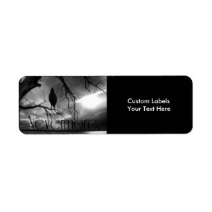 The Raven Labels - Nevermore Sunams Tree B&W