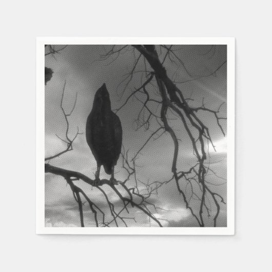 The Raven - Nevermore Sonnenbäume Baum Serviette (Vorderseite)