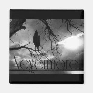 The Raven - Nevermore Sunams & Tree B&W Magnet