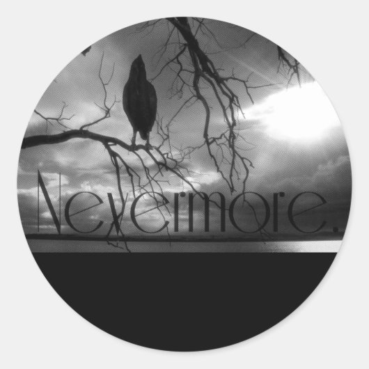 The Raven - Nevermore Sunams & Tree B&W Runder Aufkleber (Vorderseite)