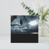 The Raven - Nevermore Sunams & Tree Blue Einladung (Stehend Vorderseite)