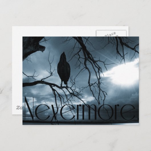 The Raven - Nevermore Sunams & Tree Blue Postkarte (Vorne/Hinten)