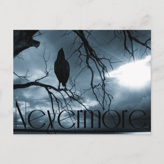 The Raven - Nevermore Sunams & Tree Blue Postkarte (Vorderseite)