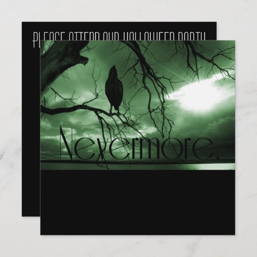 The Raven - Nevermore Sunams Tree - Green Einladung (Vorne/Hinten)