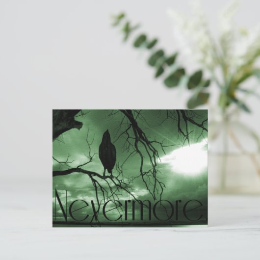 The Raven - Nevermore Sunams Tree - Green Postkarte (Stehend Vorderseite)