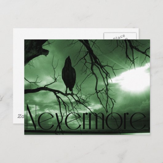 The Raven - Nevermore Sunams Tree - Green Postkarte (Vorne/Hinten)