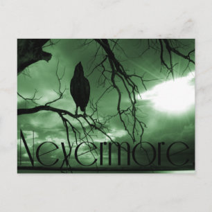 The Raven - Nevermore Sunams Tree - Green Postkarte