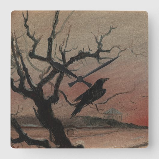 The Raven of Karlstejn, 1882 Quadratische Wanduhr (Vorderseite)