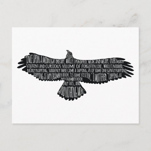 The Raven von Edgar Allan Poe Typografy Postcard Postkarte (Vorderseite)