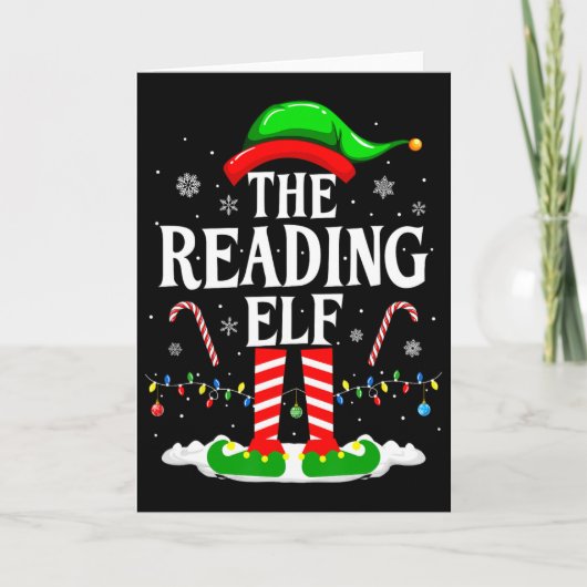 The Reading Elf Xmas Funny Book Lover Christmas Bo Karte (Vorderseite)