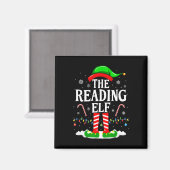 The Reading Elf Xmas Funny Book Lover Christmas Bo Magnet (Vorderseite/Rückseite)