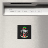 The Reading Elf Xmas Funny Book Lover Christmas Bo Magnet (In Situ (Geschirrspüler))