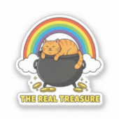 The Real Treasure Orange Cat In Pot Of Gold  Aufkleber (Vorderseite)