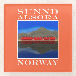 The Red Boat Houses Sunndalsøra Norway Glasuntersetzer