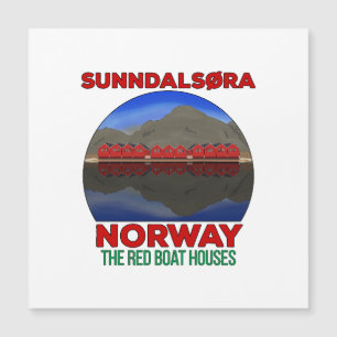 The Red Boat Houses Sunndalsøra Norway Magnetkarte
