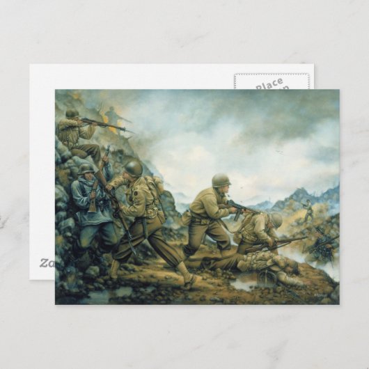 The Red Bull in the Winter Line von Donna Neary Postkarte (Vorne/Hinten)