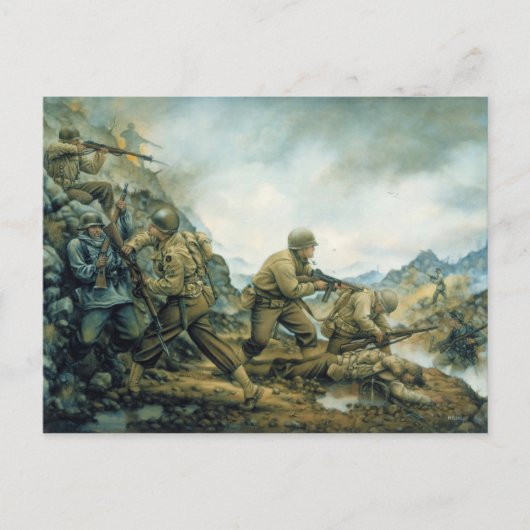 The Red Bull in the Winter Line von Donna Neary Postkarte (Vorderseite)