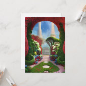 The Red Gardens Fantasy Art Grußkarte Karte (Vorderseite/Rückseite Beispiel)