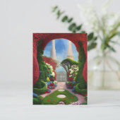 The Red Gardens Fantasy Digitale Kunst Postkarte (Stehend Vorderseite)