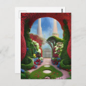 The Red Gardens Fantasy Digitale Kunst Postkarte (Vorne/Hinten)