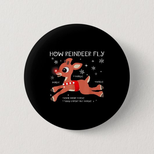 The Red-nosed Reindeer How Reindeer Fly Christmas Button (Vorderseite)