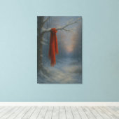 The Red Scarf – Bright Against the Stillness Leinwanddruck (Insitu (Holzboden))
