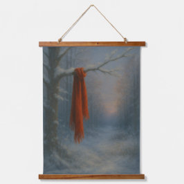 The Red Scarf – Bright Against the Stillness Wandteppich Mit Holzrahmen