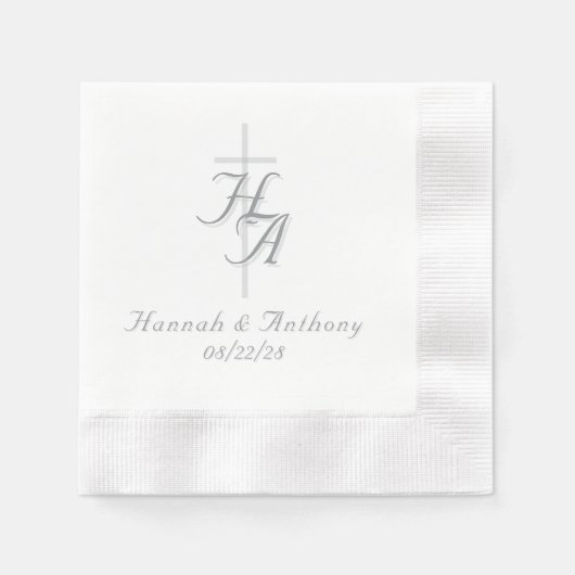 The Refined Catholic Silver & White Wedding Serviette (Vorderseite)