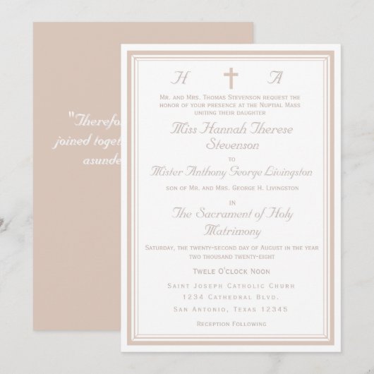 The Refined Catholic Wedding Einladung (Vorne/Hinten)