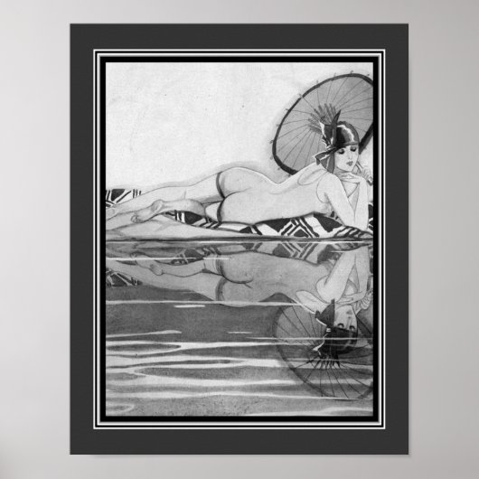 "The Reflection" 1923 Art Déco von Jacque Declerc Poster (Vorne)