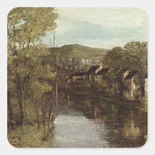 The Reflection of Ornans, c.1872 Quadratischer Aufkleber (Vorderseite)