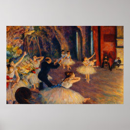 The Rehearsal of the Ballet on Stage by Degas Poster