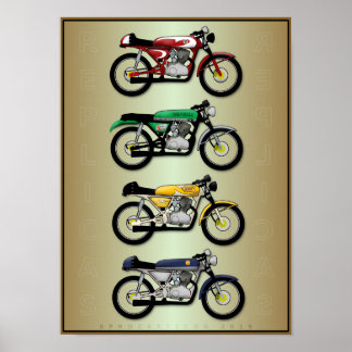 The Replicas (Cafe Racer Motorrad Art Poster) Poster