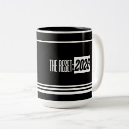 The Reset 2026 Minimal Black & White Mug Zweifarbige Tasse