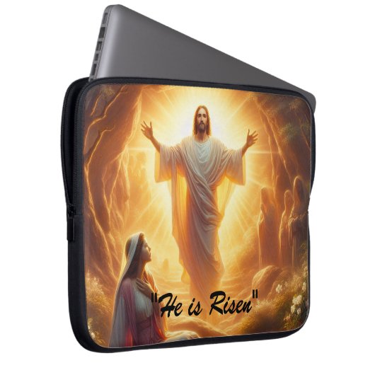 The Resurrection Light: Jesus Christ Rises Laptopschutzhülle (Vorne Rechts)