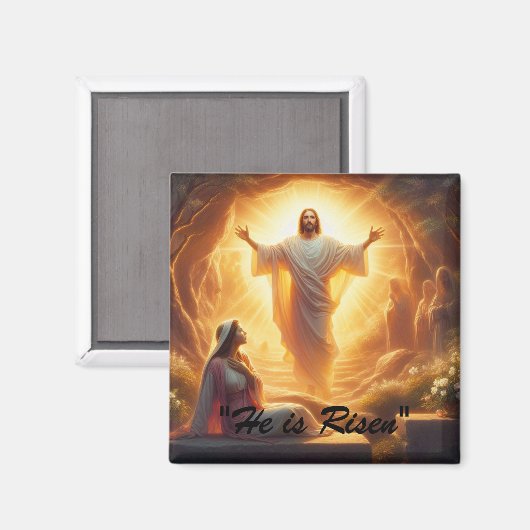 The Resurrection Light: Jesus Christ Rises Magnet (Vorderseite/Rückseite)