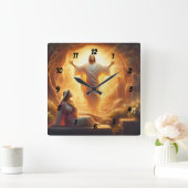 The Resurrection Light: Jesus Christ Rises Quadratische Wanduhr (Zuhause)