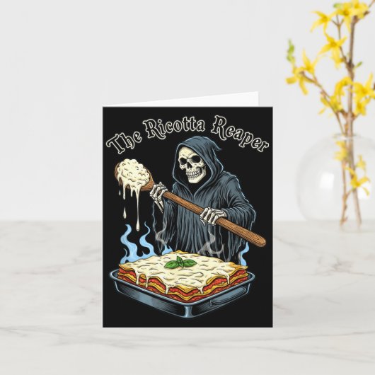 The Ricotta Reaper Funny Italian Halloween Lasagna Karte (Gelbe Blume)