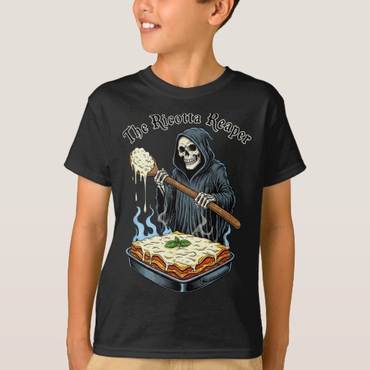 The Ricotta Reaper Funny Italian Halloween Lasagna T-Shirt (Vorderseite)