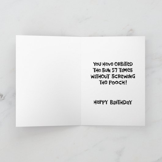 "The Right Stuff" 57. Geburtstag Karte (Innenseite)