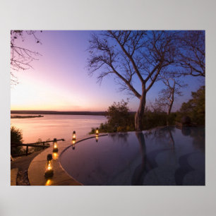 The River Club Lodge, Sonnenuntergang am Sambesi-F Poster