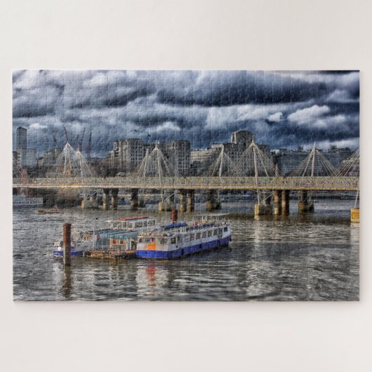 The River Thames London under a Cloudy Sky Puzzle (Horizontal)