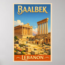 The Roman Ruins of Baalbek - Vintage Travel  Poster