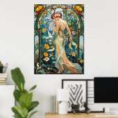 The Romantic Vine Art Nouveau Feminine Poster (Heimbüro)