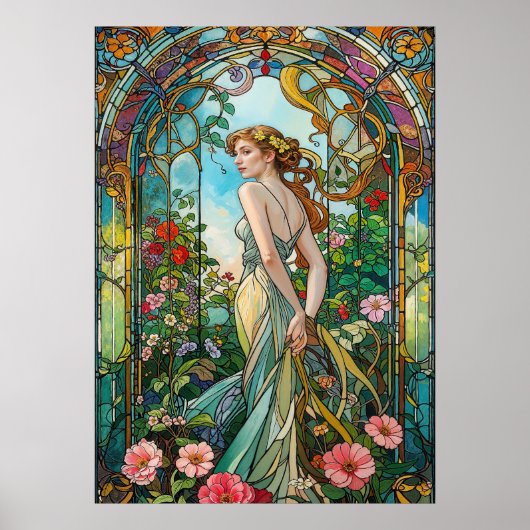 The Romantic Vine Art Nouveau Feminine Poster (Vorne)