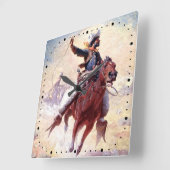 The Roping 1914 Range Cowboy William R Leigh Quadratische Wanduhr (Winkel)