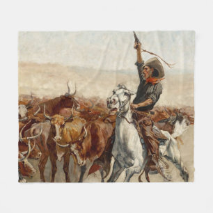 The Roundup Western Art von Frederic Remington Fleecedecke